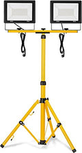UISEBRT LED Baustrahler 2*100W Kaltweiß mit Stativ Baustellen Strahler